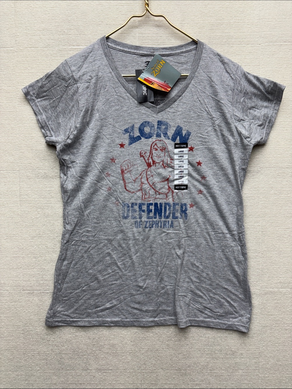 New Funko | son of Zorn Women's Gray Graphic V-Neck Tee large